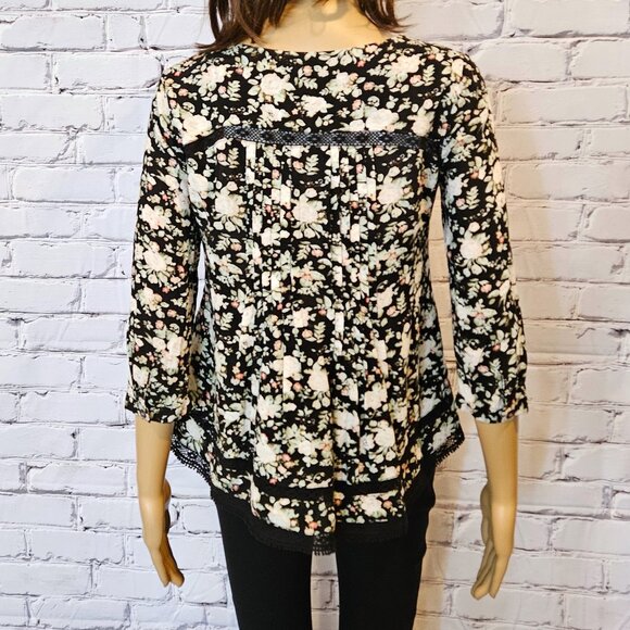 ANTHROPOLOGIE - Maeve Boho black floral blouse with cutout detailing - Picture 10 of 12